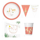 Coordinato tavola festa SAFARI - piatti, bicchieri, tovaglioli e festone