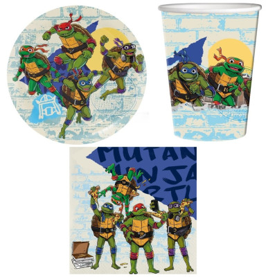 Coordinato tavola festa Turtles Tartarughe Ninja - Piatti, bicchieri, tovagliolo