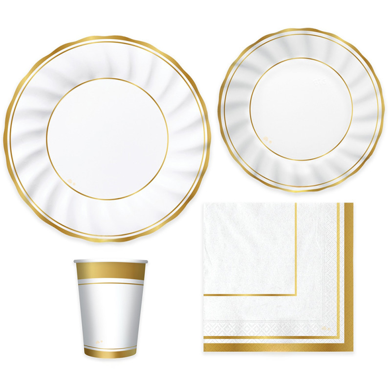 Coordinato tavola Natale Classic Gold Metal piatti bicchieri tovaglioli