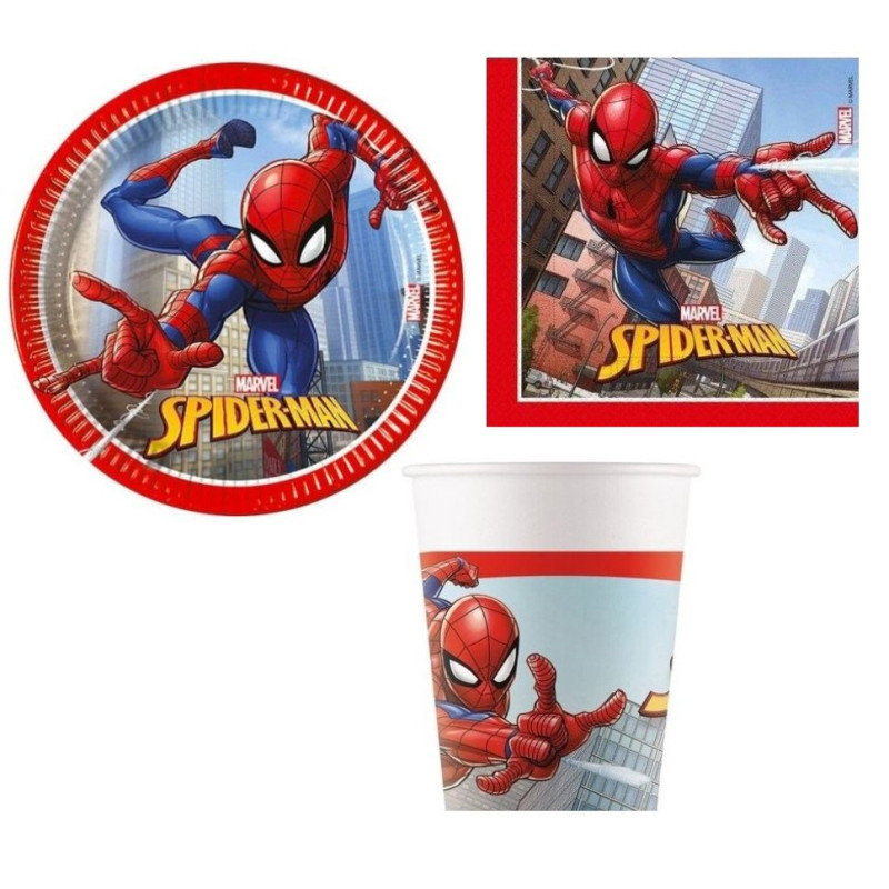 Coordinato tavola Spiderman - feste party bambini piatti tovaglioli e Bicchieri