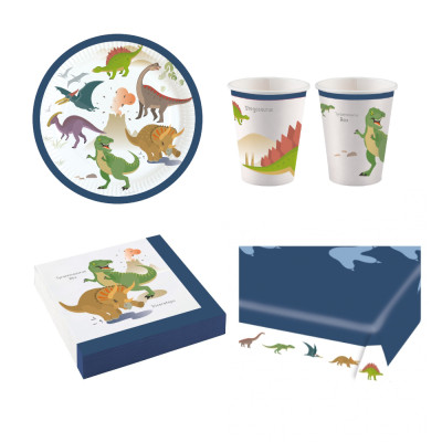 Coordinato tavola festa DINOSAURI T-Rex - piatti, bicchieri, tovaglioli,tovaglia