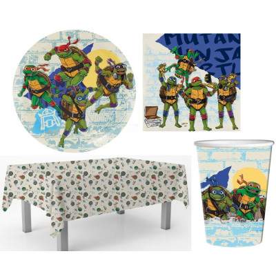 Coordinato tavola festa party Turtles Tartarughe Ninja - Piatti, bicchieri, tovaglioli, tovaglia