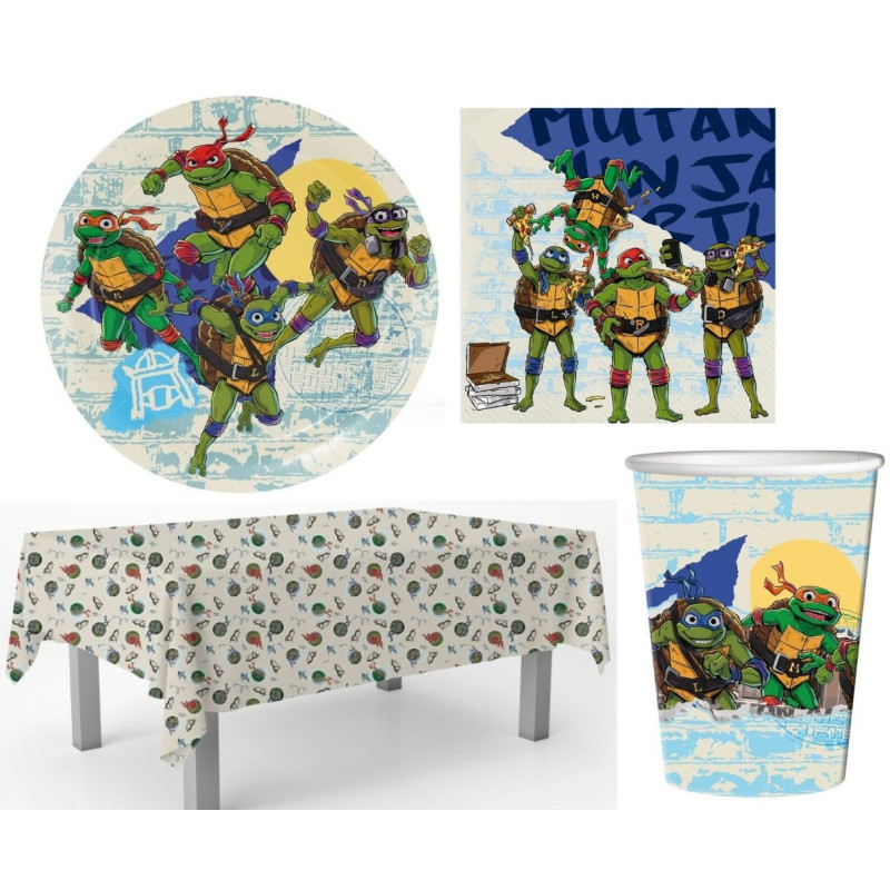 Coordinato tavola festa party Turtles Tartarughe Ninja - Piatti, bicchieri, tovaglioli, tovaglia
