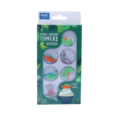 Decorazione DINOSAURI in ZUCCHERO per torte e dolci - 6 pezzi
