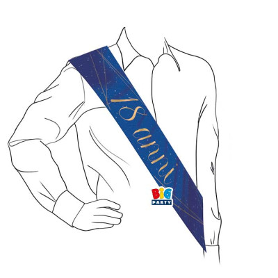 Fascia PREMIAZIONE 18 ANNI Blu Oro - per la festa di compleanno del maggiorenne