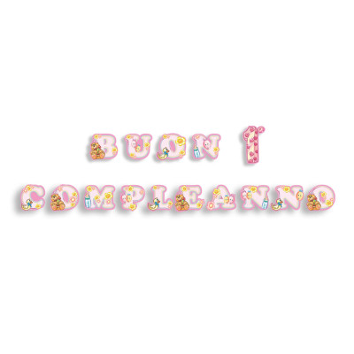 Festone BUON 1° COMPLEANNO rosa - per bambina