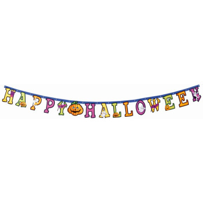 FESTONE in carta scritta HAPPY HALLOWEEN ghirlanda addobbo festa - 17x220cm