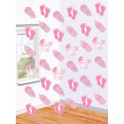 Festone pendenti NASCITA ROSA con piedini, biberon, carrozino  - 6 fili da 2mt