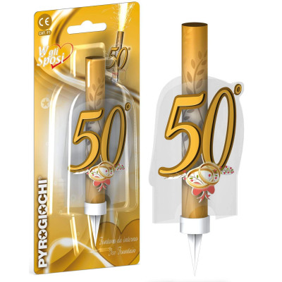 Fiaccola 50° ANNIVERSARIO - Candela Luminosa Fontana Magic Flambè torta e dolci