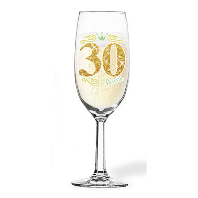 Flute da Spumante in Vetro 30 ANNI -  idea scherzo gaget festa, party