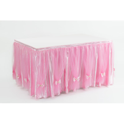 Gonna GONNELLONE coprigambe per TAVOLO NASCITA ROSA - girotavola in tessuto