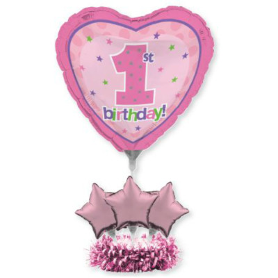 Kit CENTROTAVOLA Palloncini 1° compleanno Rosa bambina - Fai da Te - bimba