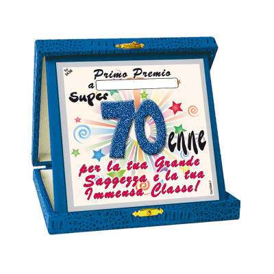 La TARGA del 70 ENNE - idea scherzo gadget per la festa di compleanno dei 70 ANNI