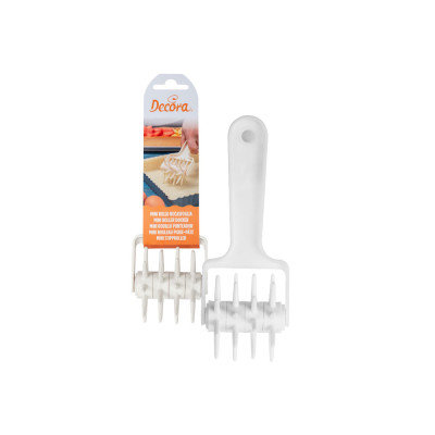 Mini rullo buca sfoglia - 6cm - in plastica - per forare la pasta sfoglia