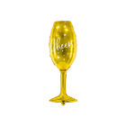 PALLONCINO Bicchiere Spumante CAPODANNO Happy New Year - per aria o elio 28x80cm
