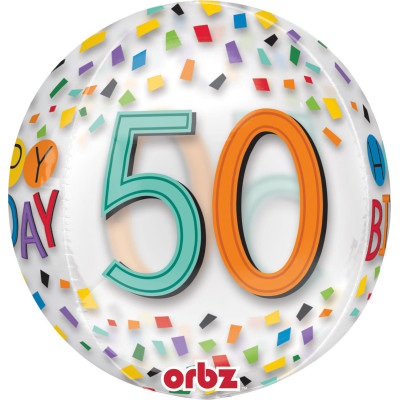 Palloncino BUBBLES numero 50 Anni - Pallone ORBZ tondo Trasparente 40cm