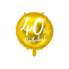 Palloncino foil mylar 40 ANNI colore ORO - gonfiabile ad aria o ad elio - 45 cm