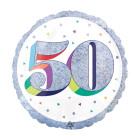 Palloncino foil mylar 50 ANNI Argento POP ART - gonfiabile ad aria o ad elio - 45 cm