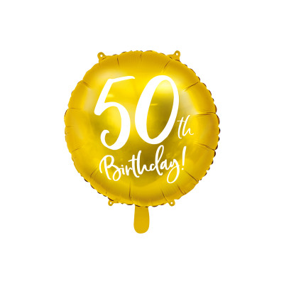 Palloncino foil mylar 50 ANNI colore ORO - gonfiabile ad aria o ad elio - 45 cm