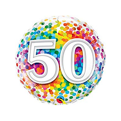 Palloncino foil mylar 50 ANNI fantasia coriandoli - 46 cm