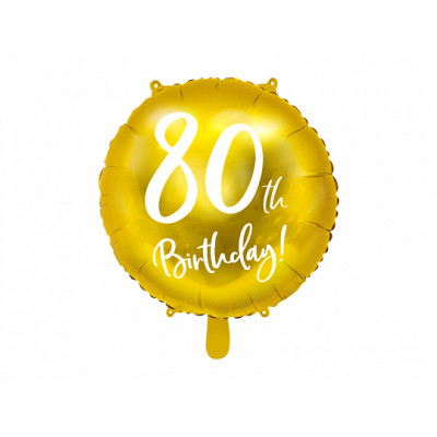 Palloncino foil mylar 80 ANNI colore ORO - gonfiabile ad aria o ad elio - 45 cm