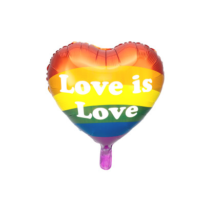 Palloncino foil mylar cuore LOVE is LOVE rainbow - gonfiabile ad elio - 45 cm