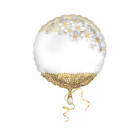 Palloncino foil mylar Neutro Fiori Oro Crema personalizzabile - 42 cm