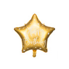 Palloncino foil mylar stella oro HAPPY BIRTHDAY - gonfiabile ad elio - 40 cm