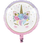 Palloncino foil mylar UNICORNO rosa lilla e oro - 45 cm - gonfiabile ad elio