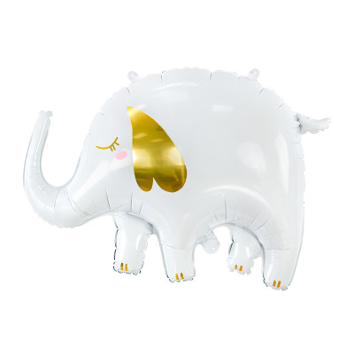 PALLONCINO in foil Mylar a forma di Elefante elefantino bianco e oro 61x46cm