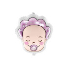 PALLONCINO in foil Mylar Faccia Bebe Nascita Bimba bambina 40x45cm