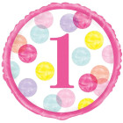 Palloncino numero 1 anno - Pois Ø45cm pallone gonfiabile elio o aria