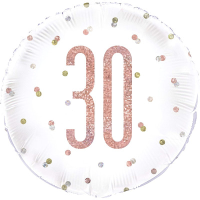Palloncino numero 30 ANNI Rosa Gold e Oro Ø45cm pallone gonfiabile elio o aria