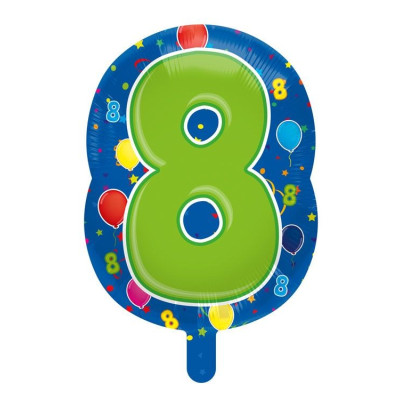 Palloncino Numero 8 ANNI Colorato - gonfiabile ad aria o elio -56cm