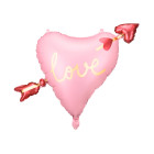 PALLONCINO pallone in foil Mylar Cuore con freccia Cupido e scritta Love 66x48cm