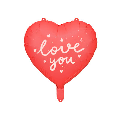 PALLONCINO pallone in foil Mylar Cuore rosso con scritta Love You - 45cm