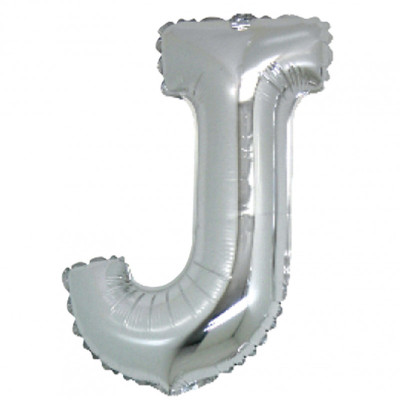 PALLONCINO Pallone LETTERA J ARGENTO in MYLAR foil 21cm