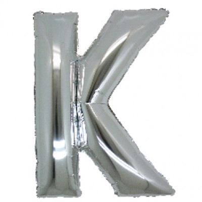 PALLONCINO Pallone LETTERA K ARGENTO in MYLAR foil 21cm