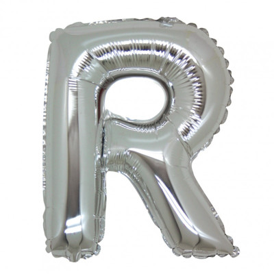 PALLONCINO Pallone LETTERA R ARGENTO in MYLAR foil 21cm