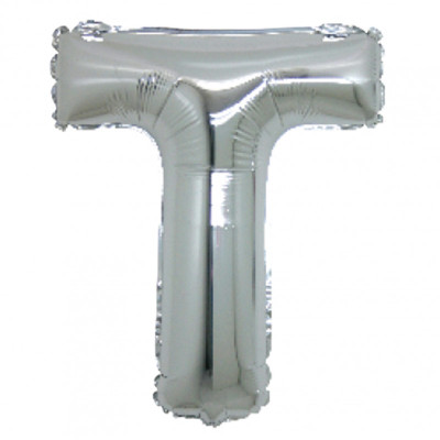 PALLONCINO Pallone LETTERA T ARGENTO in MYLAR foil 21cm