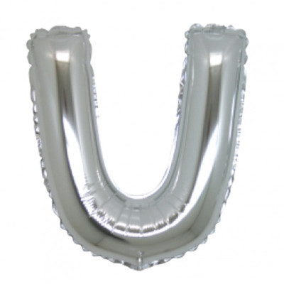 PALLONCINO Pallone LETTERA U ARGENTO in MYLAR foil 21cm