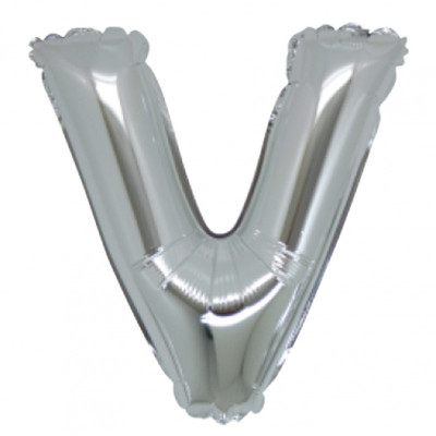 PALLONCINO Pallone LETTERA V ARGENTO in MYLAR foil 21cm
