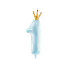 Pallone compleanno numero 1 anno Azzurro con Corona palloncino gonfiabile ELIO