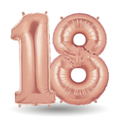 Pallone compleanno numero 18 anni Rosa Gold 101cm palloncini gonfiabile aria, ELIO