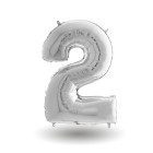Pallone compleanno numero 2 anni Argento 101cm palloncini gonfiabile aria, ELIO