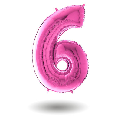 Pallone compleanno numero 6 anni FUCSIA 101cm palloncini gonfiabile aria, ELIO