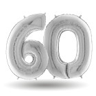 Pallone compleanno numero 60 anni Argento 101cm palloncini gonfiabile aria, ELIO