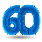 Pallone compleanno numero 60 anni BLU 101cm palloncini gonfiabile aria, ELIO
