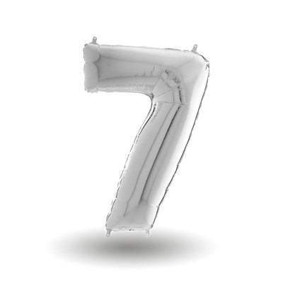 Pallone compleanno numero 7 anni Argento 101cm palloncini gonfiabile aria, ELIO