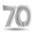 Pallone compleanno numero 70 anni Argento 101cm palloncini gonfiabile aria, ELIO